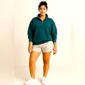 Athleta Forever Fleece 1/4 Zip Sweatshirt Cypress Size M